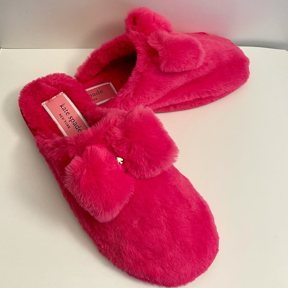 NWOT Kate Spade Pink Faux Fur Slippers Size 7